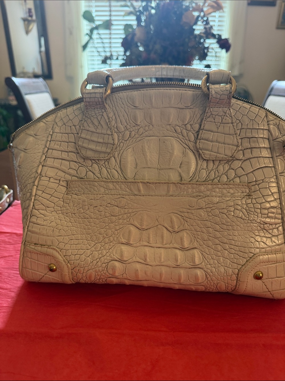 Brahmin Croc-Embossed Satchel White - Picture 4 of 12